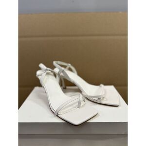RAYE‎ Margaret Heel in White Leather Ankle Strap Silver Ankle Chain Women's 7.5
